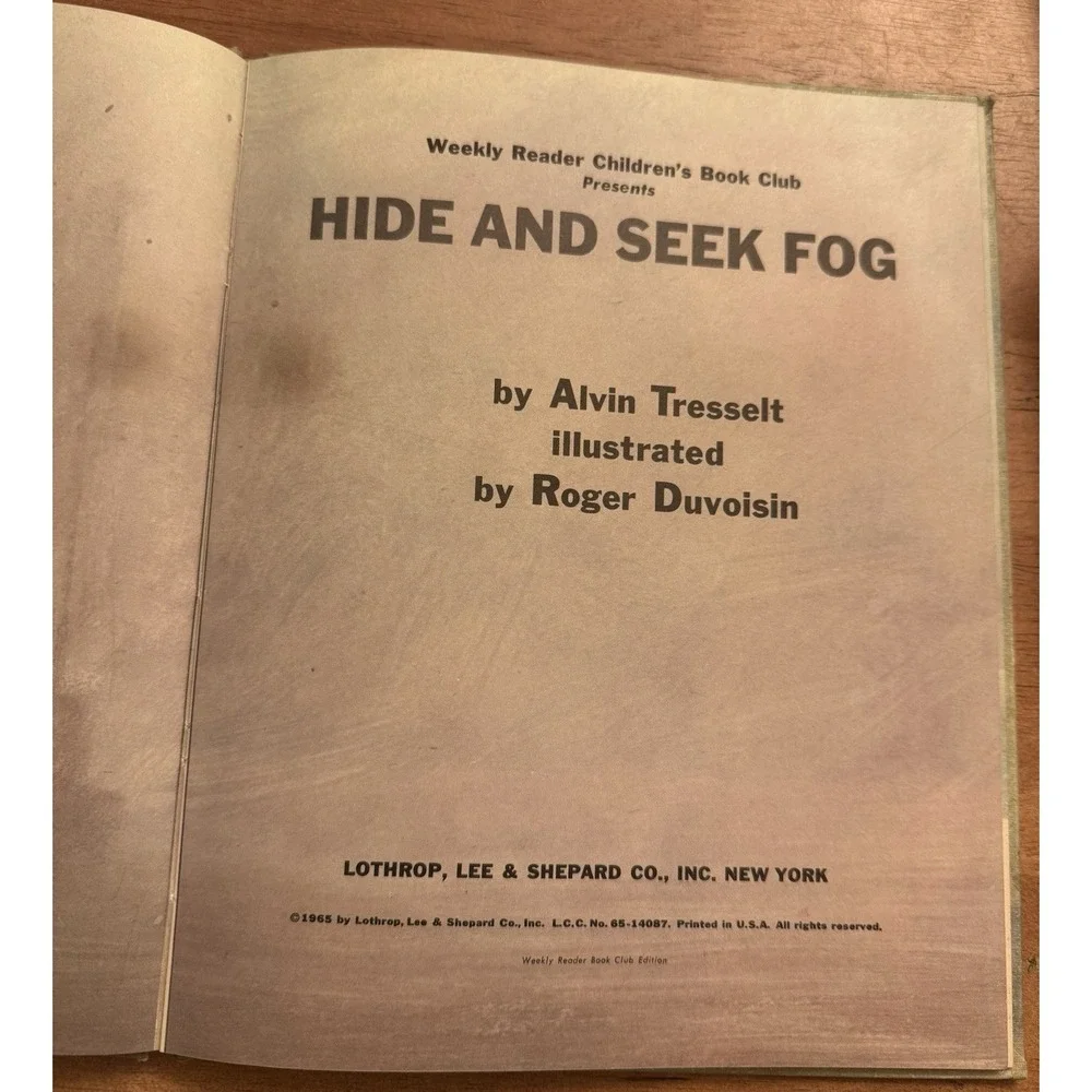 WEEKLY READER CHILDREN'S BOOK CLUB HIDE AND SEEK FOG HARDCOVER 1965 ALVIN TRESSE